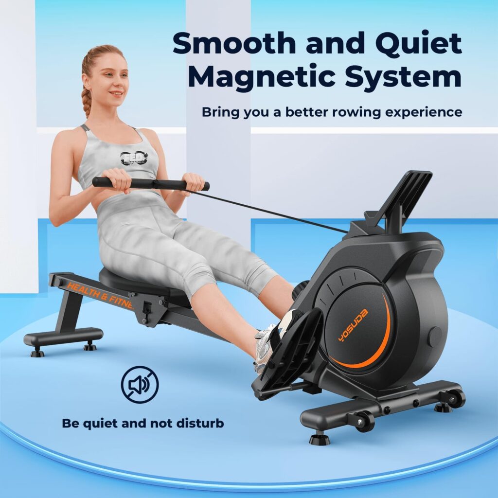 YOSUDA Magnetic/Water Rowing Machine 350 LB Weight Capacity - Foldable Rower for Home Use with with Bluetooth, App Supported, Tablet Holder and Comfortable Seat Cushion